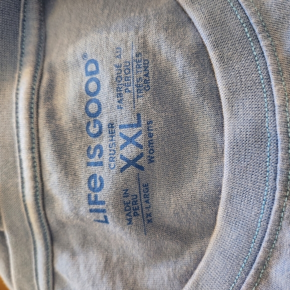 Life is Good Women's XXL Cropped Crusher T Shirt " Optimist " Blue - Picture 9 of 9